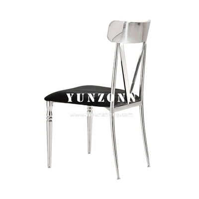 High Back Black Tufted Velvet Dining Chair Stainless Steel Legs Hotel Event Dinning Room SS Furniture Chairs