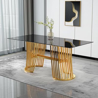 Σύγχρονα έπιπλα ξενοδοχείων με Tabletop γυαλιού το χρυσό να δειπνήσει χάλυβα πίνακα