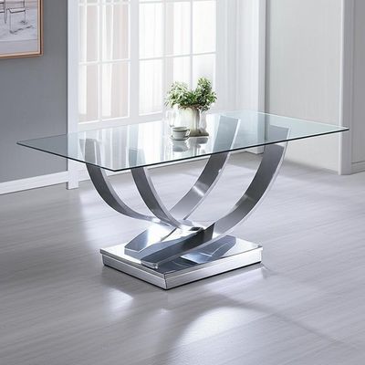 Ασημένιος να δειπνήσει πολυτέλειας χρώματος σύγχρονος επιτραπέζιο στιλπνός μετριασμένος περίπλοκος γυαλί να δειπνήσει πίνακας