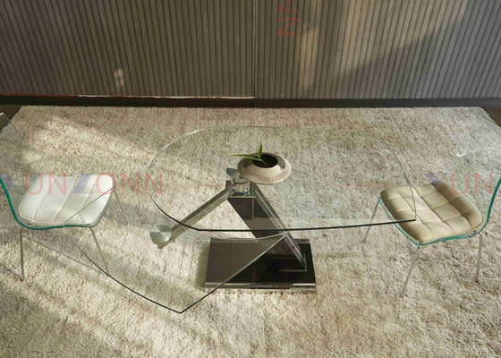 Με δυνατότητα επέκτασης εύκαμπτος πολυσύνθετος να δειπνήσει πίνακας με την κορυφή γυαλιού δύο φύλλων