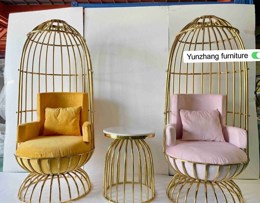 Άνετο ανοξείδωτο εδρών Birdcage μετάλλων χρυσό για το συμπόσιο ξενοδοχείων