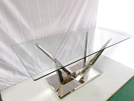 Καλή τιμή Να δειπνήσει γυαλιού πίνακας με 6 να δειπνήσει ανοξείδωτου εδρών μαρμάρινους πέτρινους πίνακες σε απευθείας σύνδεση