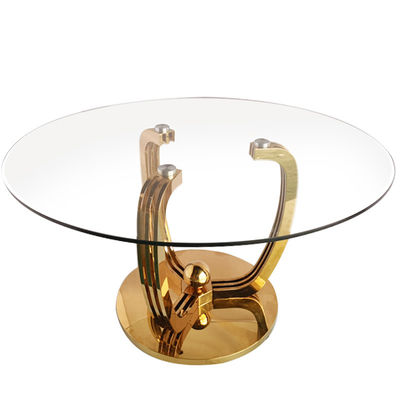 Καλή τιμή Ευρωπαικό στυλ από ανοξείδωτο χάλυβα 8 θέσεις στρογγυλό τσιμεντωμένο γυαλί τραπέζι για εστιατόριο για το σχεδιασμό εστιατορίου σε απευθείας σύνδεση