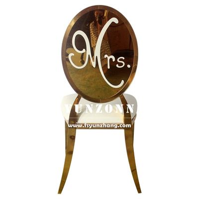 Καλή τιμή Λούξυ χρυσό από ανοξείδωτο χάλυβα στρογγυλή πλάτη κ. και κυρία νύφη και γαμπρός καρέκλα γαμήλιο τραπέζι σε απευθείας σύνδεση