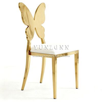 Καλή τιμή Επαγγελματική κατασκευή από ανοξείδωτο χάλυβα Πίσω πεταλούδα άνετη καρέκλα τραπεζαρίας Χρυσός πισινό καρέκλες γάμου και εκδηλώσεων σε απευθείας σύνδεση