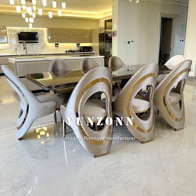 Καλή τιμή Luxury Gold Dining Chair Nordic Italian Style Modern Light Luxury Stainless Steel Leg Velvet/Leather Dining Chair για βίλα σε απευθείας σύνδεση