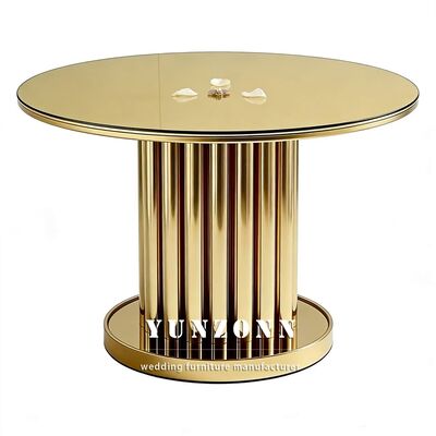 Καλή τιμή Luxe Moderne Ronde Glazen Eettafels van Gouden Roestvrij Staal Luxe σε απευθείας σύνδεση