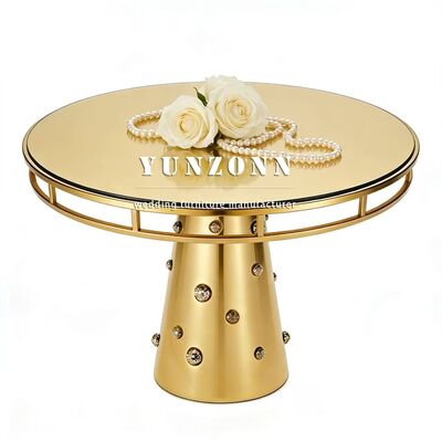 Καλή τιμή Nuovo design elegante tavolo rotondo base in acciaio inossidabile tavolo da matrimonio con cristallo per mobili da matrimonio hotel σε απευθείας σύνδεση