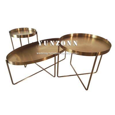 Καλή τιμή Χρυσό φινιρισμένο μέταλλο σίδηρο οβάλ σχήμα διακοσμητικό δωμάτιο επισκεπτών τραπέζι καφέ πλάι τραπέζι τέλος μεταλλικό τραπέζι σε απευθείας σύνδεση