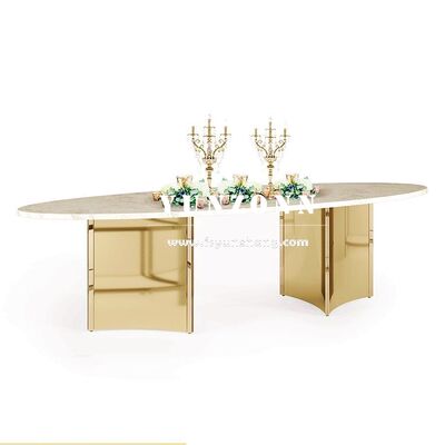 Καλή τιμή Nuovo design di lusso mobili base in ottone rettangolare oro sala da pranzo tavolo in acciaio inossidabile σε απευθείας σύνδεση