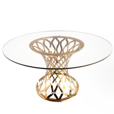 Καλή τιμή Set di tavoli da pranzo moderni in acciaio inossidabile con specchio rotondo in vetro per mobili da hotel di lusso σε απευθείας σύνδεση