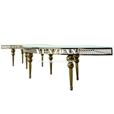 Καλή τιμή Ζεστά πωλήσεις Σερπεντίνη Διαφανές Γυαλί Πάνω Κρυστάλλινο Ατσάλι Τραπέζι Γιορτή Εστιατόριο Κέντρο Υποδοχής Τραπέζι Φεγγάρι σε απευθείας σύνδεση