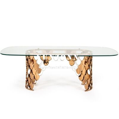 Καλή τιμή Σύγχρονη πολυτελή γυάλινη κορυφή από ανοξείδωτο χάλυβα Μέσα κομμάτια Νέο στυλ νυφική διακόσμηση τραπεζιού για τραπεζαρία εξωτερική χρήση ξενοδοχείου σε απευθείας σύνδεση