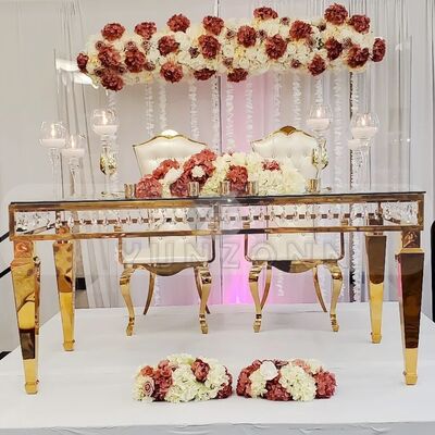 Καλή τιμή Λοξοφόρα τετραγωνικά τραπέζια με πλαίσιο από ανοξείδωτο χάλυβα και κρυστάλλινη διακόσμηση για γάμους ξενοδοχεία για κομψές εκδηλώσεις σε απευθείας σύνδεση