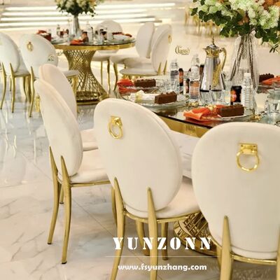 Καλή τιμή Salón de Banquetes Silla Redonda de Terciopelo Dorado de Acero Inoxidable para Restaurante, Bodas y Eventos σε απευθείας σύνδεση