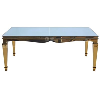 Καλή τιμή Σύγχρονο χρυσό από ανοξείδωτο χάλυβα ορθογώνιο Μία τραπέζι τραπέζι με θραύσιμο γυαλί άνω ανθεκτικό για εκδηλώσεις ξενοδοχείων σε απευθείας σύνδεση