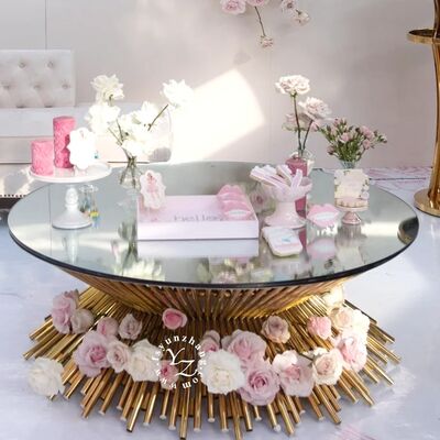 Καλή τιμή Θείο πολυτελές τραπέζι καφέ με μεταλλική βάση από σύρμα και καθρέφτη σε απευθείας σύνδεση