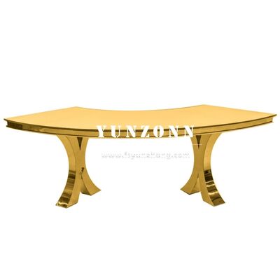 Καλή τιμή Σύγχρονο Χρυσό Σταυρό Χ πόδια Σερπεντίνη S- σχήμα γυαλί και μέταλλο Γάμα και μέταλλο Γάμος Δείπνο τραπέζι τραπέζι για ξενοδοχεία εξωτερικά Εκδηλώσεις Πάρτυ σε απευθείας σύνδεση