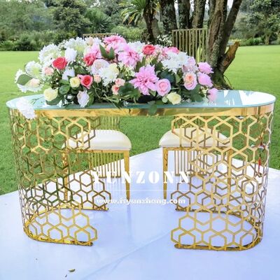 Καλή τιμή Προσφορά Πολυτελές Οβάλ Τραπέζι Μοντέρνος Σχεδιασμός από Ανοξείδωτο Ατσάλι με Κούφιο Σχέδιο για Τραπεζαρία Εξωτερικού Χώρου, Ξενοδοχείο και Κουζίνα, Γάμο σε απευθείας σύνδεση