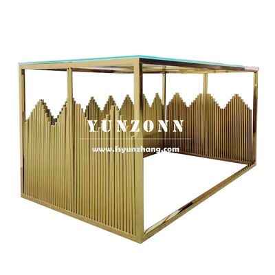 Καλή τιμή Νέο σχεδιασμό Foshan ξενοδοχείο γαμήλια έπιπλα Χρυσό από ανοξείδωτο χάλυβα νύφη και γαμπρός τετράγωνο τραπεζάκι σε απευθείας σύνδεση