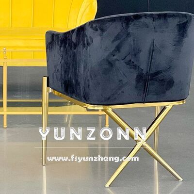 Καλή τιμή Σύγχρονη πολυθρόνα τραπεζαρίας με πόδια Χ, σχέδια από ανοξείδωτο ατσάλι, βελούδινες καρέκλες ξενοδοχείου σε απευθείας σύνδεση