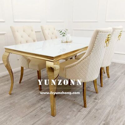 Καλή τιμή Σετ τραπεζαρίας Yunzhang Modern Marble για 6 άτομα με ανοξείδωτο ατσάλι και γυαλί για ξενοδοχειακές εκδηλώσεις σε απευθείας σύνδεση