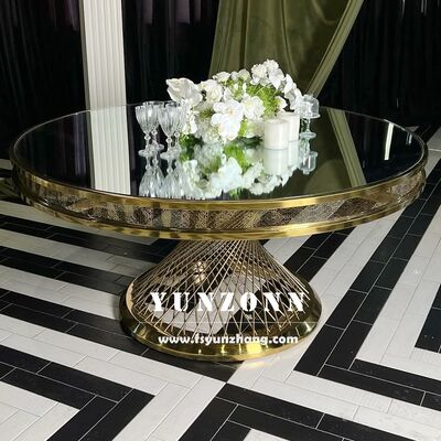 Καλή τιμή Σύγχρονο τραπεζάκι από ανοξείδωτο χάλυβα με θραυστημένο γυαλί και μεταλλική βάση για εξωτερικές εκδηλώσεις για ξενοδοχεία και γάμους σε απευθείας σύνδεση