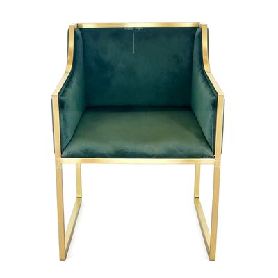 Καλή τιμή Εξωτερικό Εστιατόριο Κήπου Ξενοδοχείου Αίθουσα Δεξιώσεων Έπιπλα Χρυσό Ανοξείδωτο Ατσάλι Πόδι Ύφασμα Βελούδο Σκούρο Πράσινο Καρέκλες Γάμου σε απευθείας σύνδεση