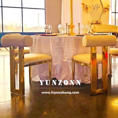 Καλή τιμή Καρέκλα τραπεζαρίας από ανοξείδωτο χάλυβα με βελούδο για γάμους και ξενοδοχεία σε απευθείας σύνδεση