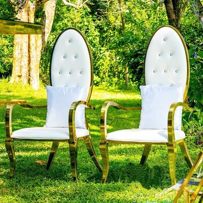 Καλή τιμή Σύγχρονες πολυθρόνες από ανοξείδωτο ατσάλι για βασιλιά και βασίλισσα, πολυθρόνα αυτοκράτειρας για γάμους, εκδηλώσεις, συμπόσια, ξενοδοχεία σε απευθείας σύνδεση