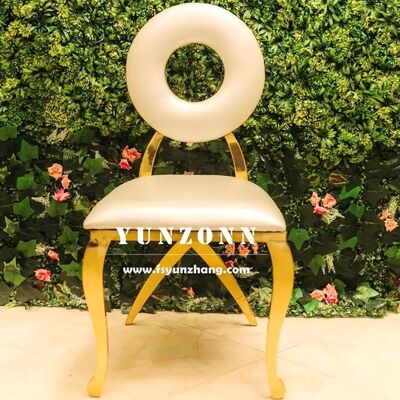 Καλή τιμή Σύγχρονη Καρέκλα Τραπεζαρίας Υψηλής Ποιότητας σε Χρυσό Χρώμα με Στρογγυλή Πλάτη από Ανοξείδωτο Ατσάλι για Συνέδρια και Εστιατόρια σε απευθείας σύνδεση