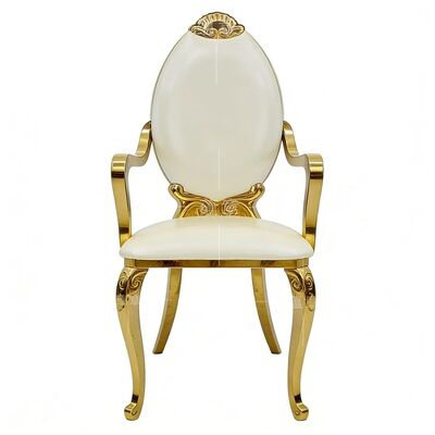 Καλή τιμή Σύγχρονη πολυτελή χρυσή από ανοξείδωτο χάλυβα ανθεκτική υψηλή πλάτη τραπεζαρία θρόνος καρέκλα για ξενοδοχεία εξωτερική χρήση διαμερίσματος σε απευθείας σύνδεση