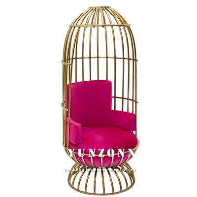 Καλή τιμή Πολυτελής Ενοικίαση Γάμου Χρυσή Καρέκλα Νύφης Γαμπρού από Ανοξείδωτο Ατσάλι Βελούδινη Πολυθρόνα για Ξενοδοχείο Γαμήλιο Πάρτι σε απευθείας σύνδεση