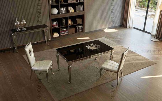 Καλή τιμή Συνοπτικά μαύρα να δειπνήσει γυαλιού χαρασμένα πίνακας γωνιακά πόδια ακρών για τη τραπεζαρία σε απευθείας σύνδεση