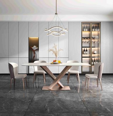 Καλή τιμή Σαφείς να δειπνήσει πολυτέλειας βάσεων Χ σύγχρονοι πίνακες 6 μαρμάρινο τοπ πλαίσιο ανοξείδωτου 8 Seater σε απευθείας σύνδεση